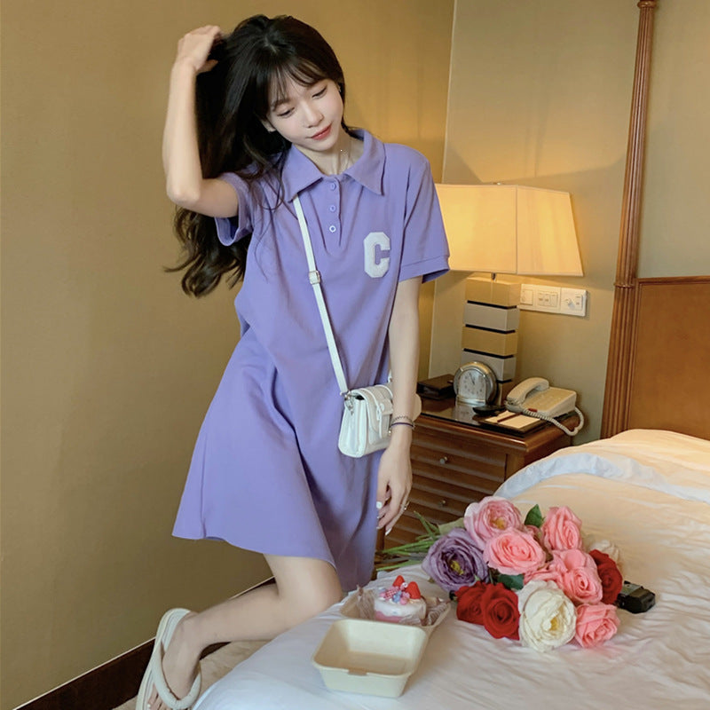 Knit Polo A-Line Mini Dress - Chic Academy Style Summer Dress