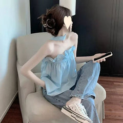 Chic Off-the-Shoulder Ruffle Cami - Elegant Urban Style Sleeveless Top